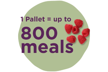 Graphic stating 1 pallet equals up to 800 meals