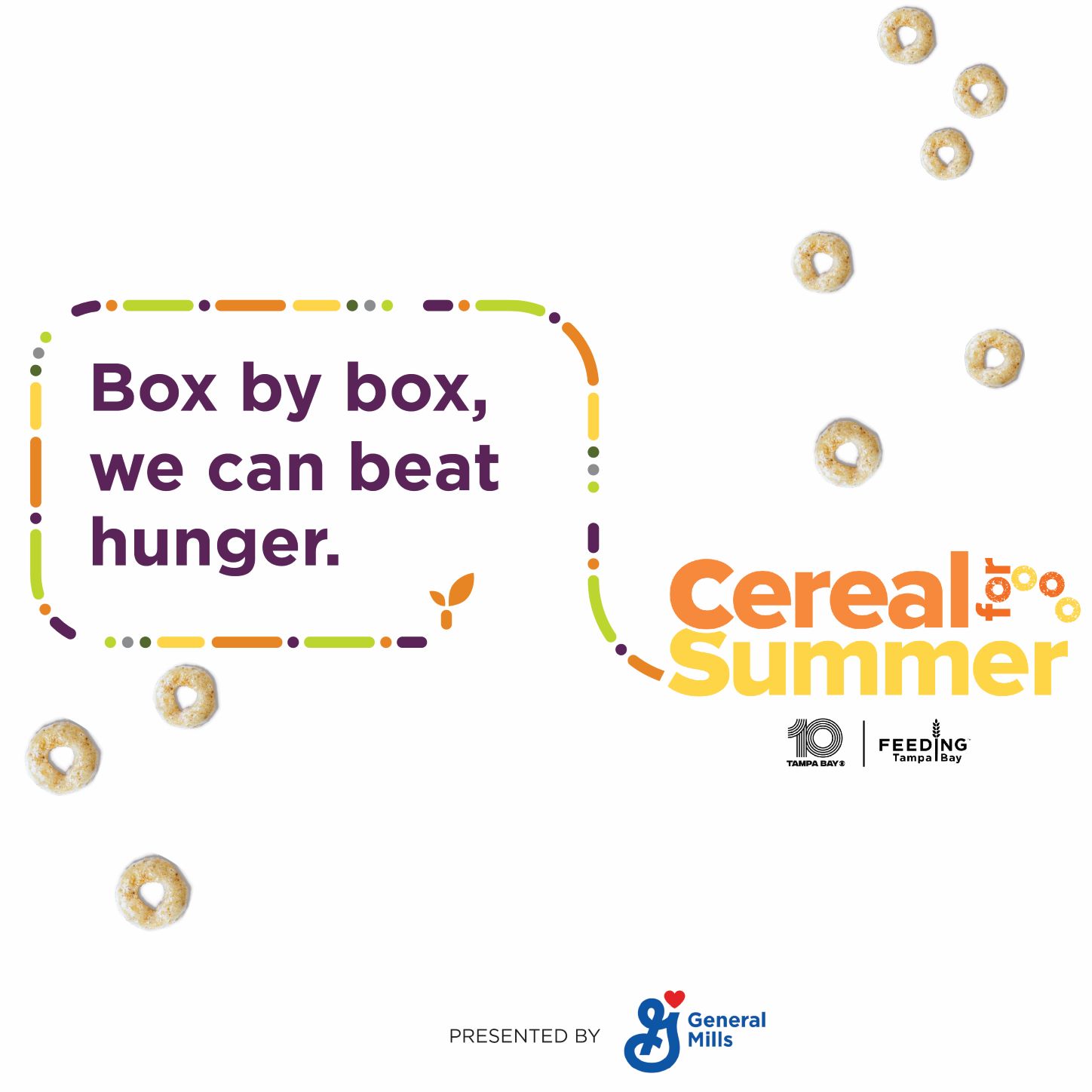 Graphic saying "Box by box, we can beat hunger"