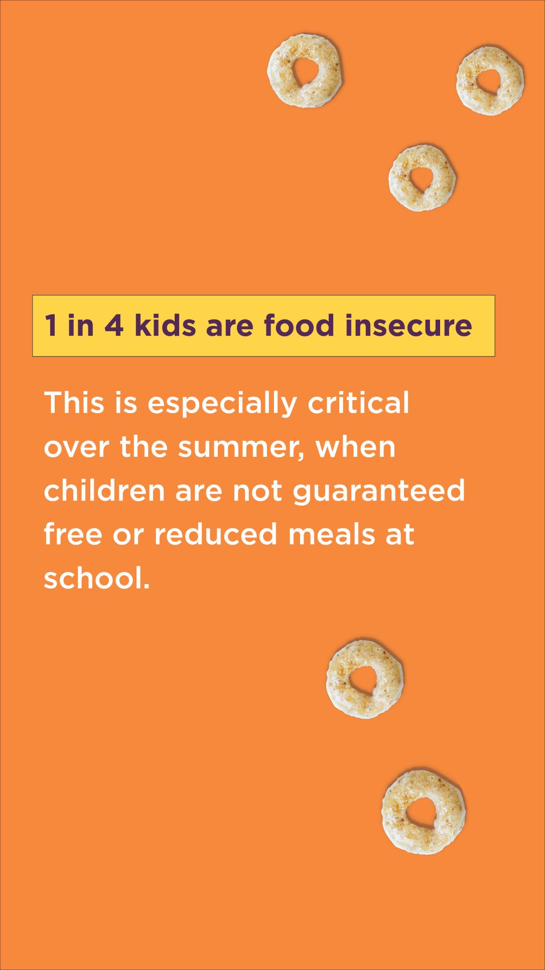 Graphic stating "1 in 4 kids is food insecure"