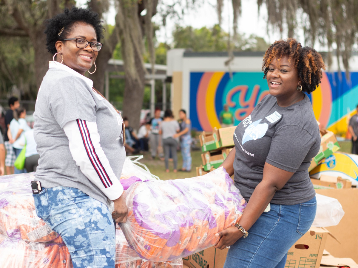 Volunteers helping