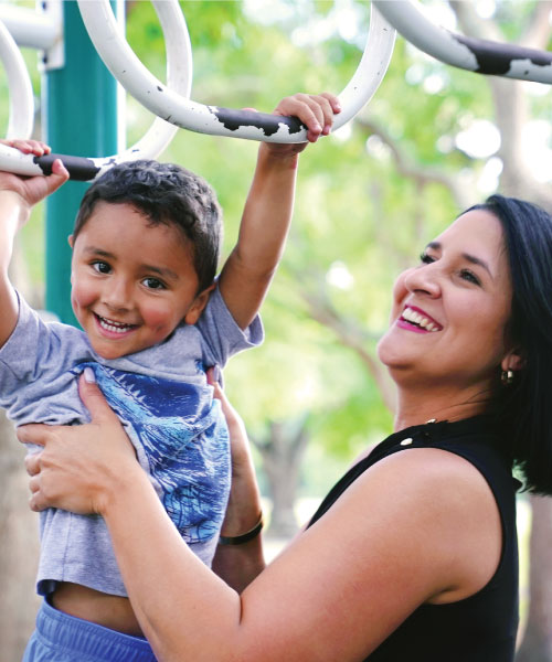 Mary and son at the playground