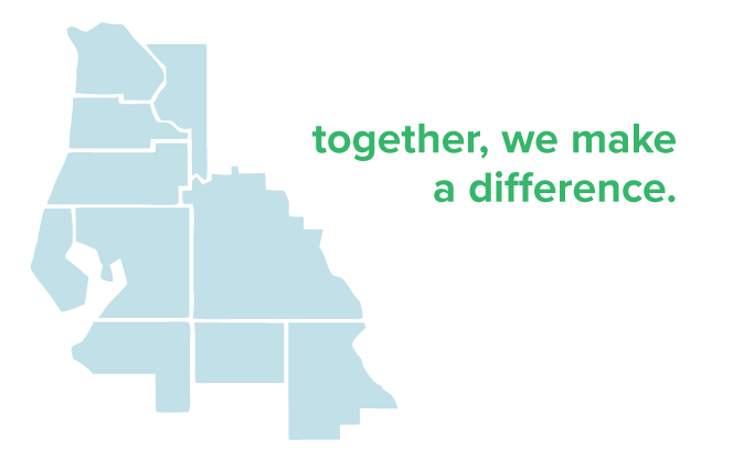 A graphic silhouette map of Tampa Bay with the header "together, we make a difference."